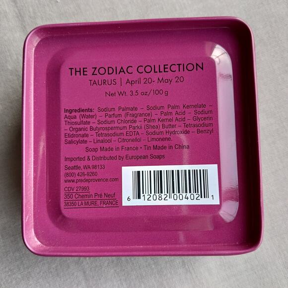 Taurus Zodiac Tin & Soap small gift 3" square x 1.5" height scented soap NIP - Picture 4 of 9